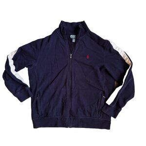 Vintage Polo Ralph Lauren Track‎ Jacket XL Blue Pony Logo Navy White Zip Pockets